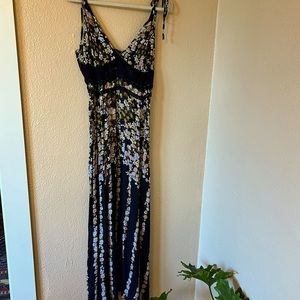 Free People Floral Maxi Dress with Lace Accents